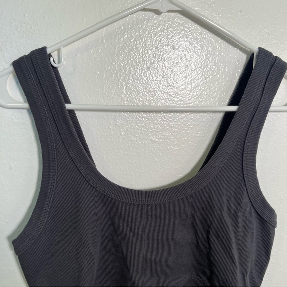 UpWest Cropped Ribbed Layering Tank Top in Soot N222 M - Picture 3 of 10